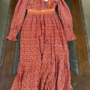 Long sleeve dress boho ruffle